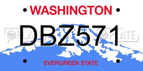 DBZ571 Washington License Plate