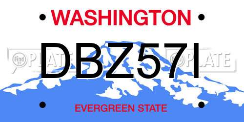 DBZ57I Washington License Plate