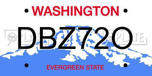 DBZ72O Washington License Plate