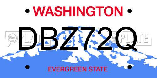 DBZ72Q Washington License Plate