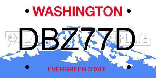 DBZ77D Washington License Plate