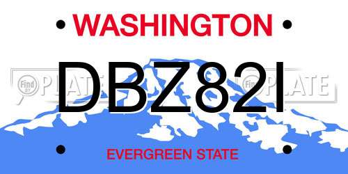 DBZ82I Washington License Plate