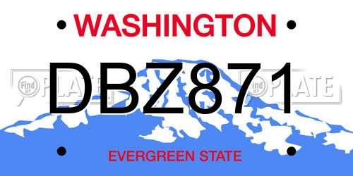 DBZ871 Washington License Plate