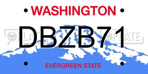 DBZB71 Washington License Plate