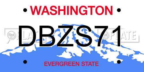 DBZS71 Washington License Plate