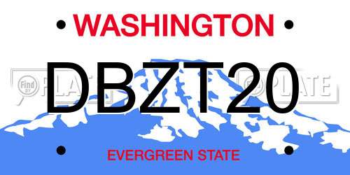 DBZT20 Washington License Plate