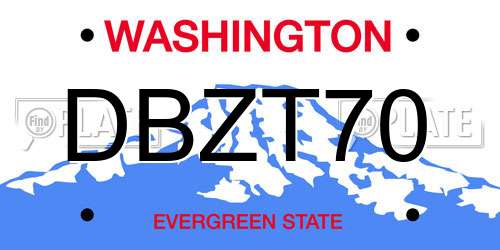 DBZT70 Washington License Plate