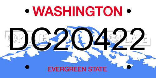 DC2O422 Washington License Plate