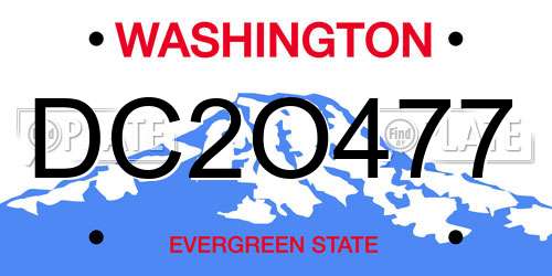 DC2O477 Washington License Plate
