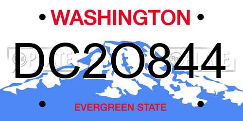 DC2O844 Washington License Plate