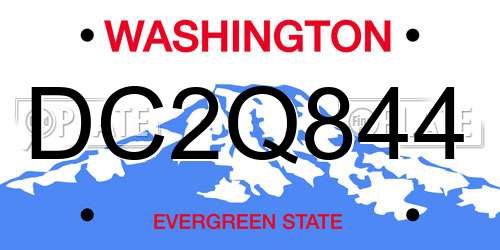 DC2Q844 Washington License Plate
