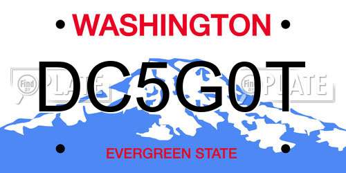 DC5G0T Washington License Plate