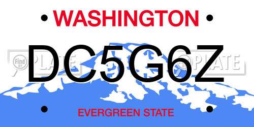 DC5G6Z Washington License Plate