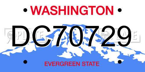 DC70729 Washington License Plate