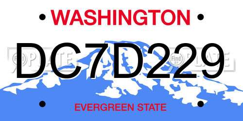 DC7D229 Washington License Plate