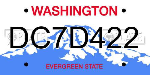 DC7D422 Washington License Plate