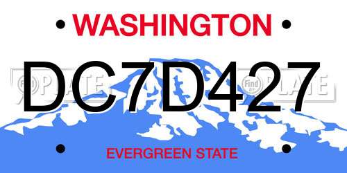 DC7D427 Washington License Plate