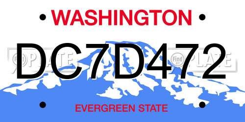 DC7D472 Washington License Plate