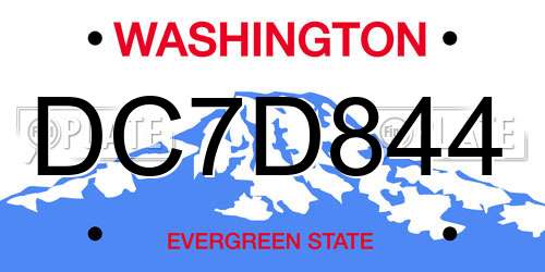 DC7D844 Washington License Plate