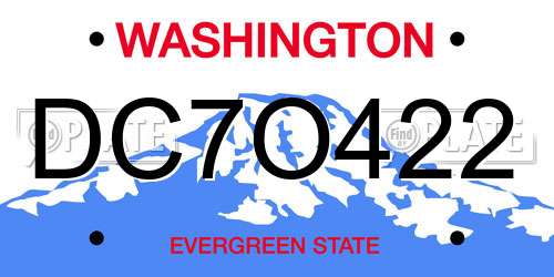 DC7O422 Washington License Plate