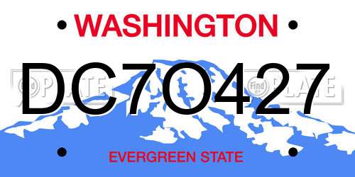 DC7O427 Washington License Plate