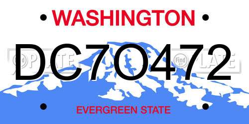 DC7O472 Washington License Plate