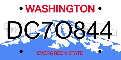 DC7O844 Washington License Plate