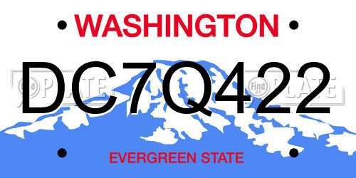 DC7Q422 Washington License Plate