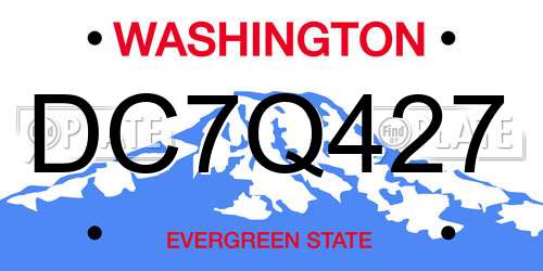 DC7Q427 Washington License Plate