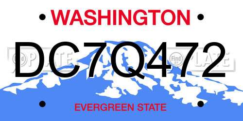 DC7Q472 Washington License Plate