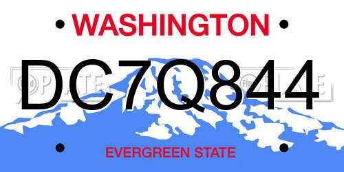 DC7Q844 Washington License Plate