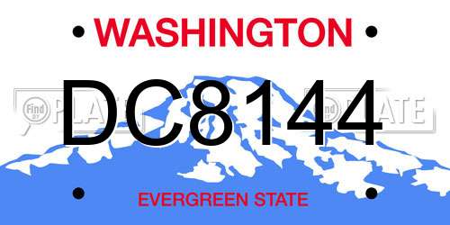 DC8144 Washington License Plate