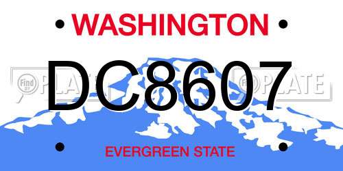 DC8607 Washington License Plate