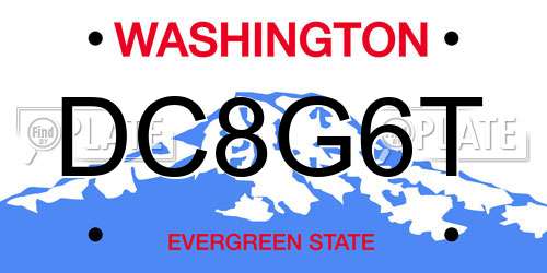 DC8G6T Washington License Plate