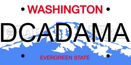 DCADAMA Washington License Plate