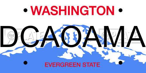 DCAOAMA Washington License Plate