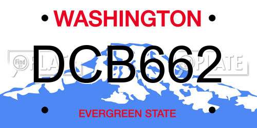 DCB662 Washington License Plate