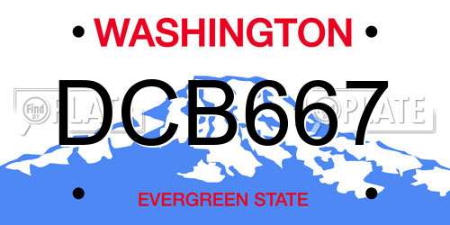DCB667 Washington License Plate
