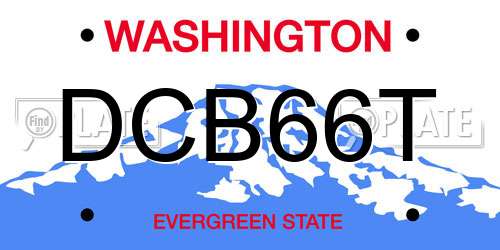DCB66T Washington License Plate
