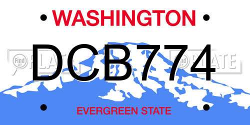 DCB774 Washington License Plate