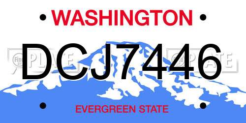 DCJ7446 Washington License Plate