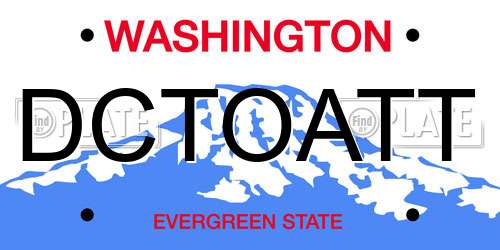 DCTOATT Washington License Plate