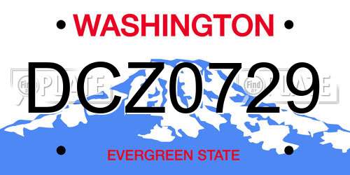 DCZ0729 Washington License Plate