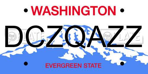 DCZQAZZ Washington License Plate
