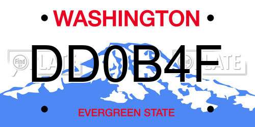 DD0B4F Washington License Plate
