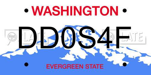 DD0S4F Washington License Plate