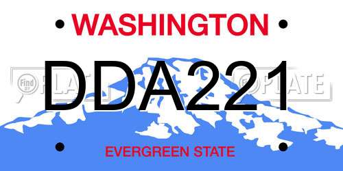 DDA221 Washington License Plate