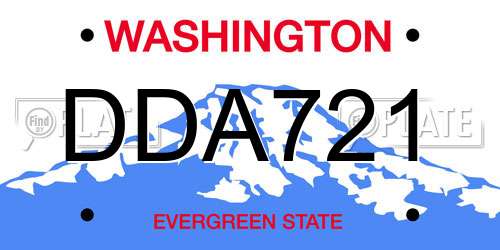 DDA721 Washington License Plate