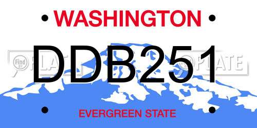 DDB251 Washington License Plate