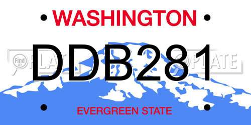 DDB281 Washington License Plate